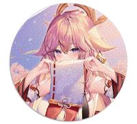 Rompecabezas Genshin Impact Yae Miko de 1000 Piezas para Adultos, Rompecabezas Redondo de 1000 Piezas, Actividad Familiar, decoración del hogar, Regalo navideño, 67,5 x 67,5 cm