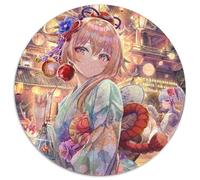 Rompecabezas Genshin Impact Yoimiya de 1000 Piezas para Adultos,Rompecabezas Redondo de 1000 Piezas,Juego Familiar Creativo y decoración del hogar, Adolescentes,