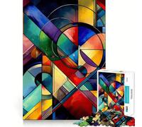 Rompecabezas geométrico Abstracto Vibrante de 1000 Piezas Juguete Creativo para desarrollar Habilidades Cierre Seguro sin Piezas Sueltas Actividad para Fortalecer los Lazos Familiares (50x75cm)