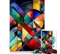 Rompecabezas geométrico Abstracto Vibrante para Adultos,1000 Piezas,Juego de Memoria,Ajuste Firme,Montaje Seguro,Juego de construcción de Conexiones significativas (38x26cm)