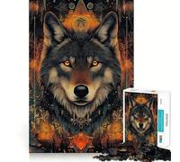 Rompecabezas geométrico de 1000 Piezas con diseño de Lobo de Ojos Dorados para Adultos Ideal para Mejorar la Capacidad Mental Juego con Corte láser para un Ajuste Diversión Nocturna en Familia