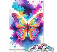 Rompecabezas geométrico de Mariposa de Colores, Juguete Relajante, Rompecabezas Rectangular de Papel para niño o niña, Regalo del Día del Padre, 1000 Piezas (26 x 38 cm)
