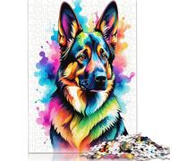 Rompecabezas geométrico de Pastor alemán para Toda la Familia, Rompecabezas Rectangular de Papel para niños y niñas, Regalo para el Día del Niño, 1000 Piezas (75 x 50 cm)