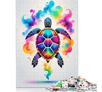 Rompecabezas geométrico de Tortuga de Colores, decoración única para el hogar, 100% cartón Reciclado, Día del Niño, 1000 Piezas (75 x 50 cm)