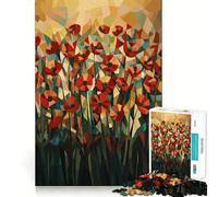 Rompecabezas geométrico Original de Campo de Amapolas de 1000 Piezas para Adultos, Juguete para Adultos Que desafía la Mente, diversión en Conjunto, Corte de Calidad, (38x26cm)