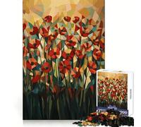 Rompecabezas geométrico Original de Campo de Amapolas de 1000 Piezas para Adultos, Juguete para Adultos Que desafía la Mente, diversión en Conjunto, Corte de Calidad, (38x26cm)