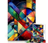 Rompecabezas geométricos Abstractos Vibrantes de 1000 Piezas para Adolescentes Estimulante y Relajante Corte Uniforme Regalo Ideal de Navidad (50x75cm)