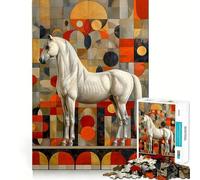 Rompecabezas geométricos de Caballo Blanco para Adultos 1000 Piezas Juego Think Boost Estructura de Encaje precisa fácil de Aprender diversión para Toda la Familia (50x75cm)