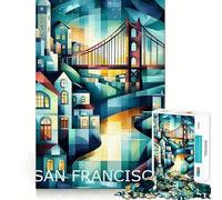 Rompecabezas geométricos de la Ciudad de San Francisco para Adolescentes, 1000 Piezas, para estimular la Memoria, Momentos de Tranquilidad, Corte Premium, Regalo de cumpleaños (38x26cm)