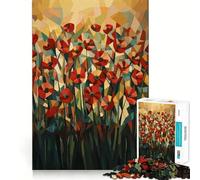 Rompecabezas geométricos Originales de Campo de Amapolas para Adultos, 1000 Piezas, fortalece la Memoria, pasatiempo para el hogar, Bordes limpios, Regalo Elegante (50x75cm)
