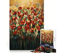 Rompecabezas geométricos Originales de Campo de Amapolas para Adultos, 1000 Piezas, fortalece la Memoria, pasatiempo para el hogar, Bordes limpios, Regalo Elegante (50x75cm)