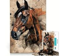 Rompecabezas geométricos parciales de Caballos para Adultos, 1000 Piezas, Juguete Intelectual, Juego Relajante, decoración de Pared (38x26cm)