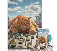 Rompecabezas Gigante de Gato Naranja de 1000 Piezas para Adultos y Adolescentes Disfruta de Tus Vacaciones en casa con Piezas aleatorias Que se entrelazan (50x75cm)
