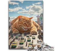 Rompecabezas Gigante de Gato Naranja para Adolescentes, 1000 Piezas, para Adultos, Ideal para aliviar el estrés, un desafío difícil, decoración única para el hogar y Regalos (26x38cm)