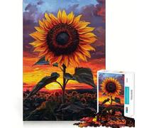 Rompecabezas Girasol al Atardecer, 1000 Piezas para Adolescentes, Juguete para estimular la lógica, Juego Relajante, Arte de Borde Premium, Coleccionable 50x75cm