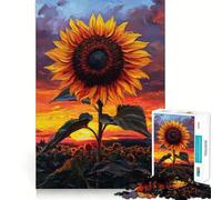 Rompecabezas Girasol al Atardecer de 1000 Piezas para Adultos Juguete Inteligente, Divertido y silencioso Corte preciso 38x26cm