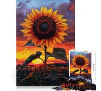 Rompecabezas Girasol al Atardecer de 1000 Piezas para Adultos Juguete Inteligente, Divertido y silencioso Corte preciso 38x26cm