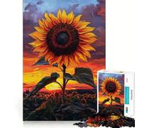 Rompecabezas Girasol al Atardecer para Adultos, 1000 Piezas, Juguete para ejercitar la Mente, Divertido, Corte de precisión, 38x52cm