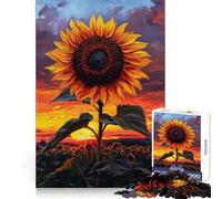 Rompecabezas Girasol al Atardecer para Adultos, 1000 Piezas, Juguete para ejercitar la Mente, Divertido, Corte de precisión, 38x52cm