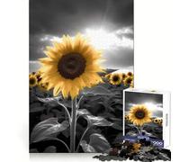 Rompecabezas Girasol Blanco y Negro de 1000 Piezas para Adultos Juguete de lógica Mental Alivia la tensión Corte Firme 38x26cm