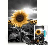 Rompecabezas Girasol Blanco y Negro de 1000 Piezas para Adultos Juguete de lógica Mental Alivia la tensión Corte Firme 38x26cm