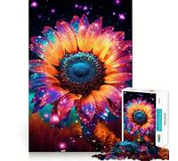 Rompecabezas Girasol Cósmico Oro Neón de 1000 Piezas para Adultos Mejora la Memoria Momentos de Paz Bordes Finos Regalo Ideal para Pedir un Deseo a Papá Noel (38x26cm)