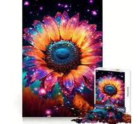 Rompecabezas Girasol Cósmico Oro Neón de 1000 Piezas para Adultos Mejora la Memoria Momentos de Paz Bordes Finos Regalo Ideal para Pedir un Deseo a Papá Noel (38x26cm)