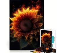 Rompecabezas Girasol Llamas Humo para Adolescentes 1000 Piezas Juego de Lógica Diversión en Interiores Pieza de Colección Arte de Borde Preciso 50x75cm