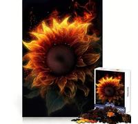 Rompecabezas Girasol Llamas Humo para Adolescentes 1000 Piezas Juego de Lógica Diversión en Interiores Pieza de Colección Arte de Borde Preciso 50x75cm