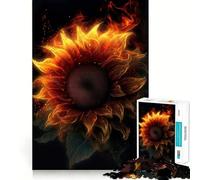 Rompecabezas Girasol Llamas Humo para Adultos 1000 Piezas Juguete para ejercitar la Mente Divertido Corte de precisión 38x26cm