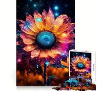 Rompecabezas Girasol Neón Cósmico Brillante para Adultos, 1000 Piezas, Fortalece la Memoria, Alivia el Estrés, Bordes Lisos, Regalo Conmovedor 38x52cm