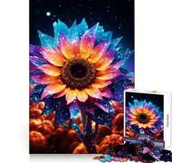 Rompecabezas Girasol Neón Cósmico Resplandor de 1000 Piezas para Adultos Rompecabezas Juguete Pensador Calma Relajación Corte Limpio Decoración de Pared 50x75cm