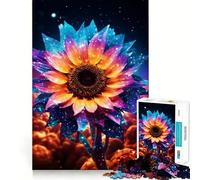 Rompecabezas Girasol Neón Cósmico Resplandor de 1000 Piezas para Adultos Rompecabezas Juguete Pensador Calma Relajación Corte Limpio Decoración de Pared 50x75cm
