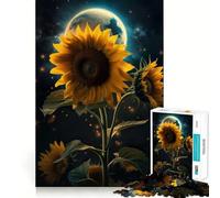 Rompecabezas Girasol Tierra Espacio 1000 Piezas para Adolescentes Juguete Estimulante de la Lógica Juego Relajante Arte de Borde Premium Coleccionable 38x52cm
