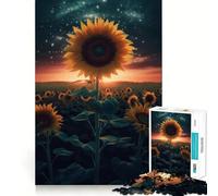 Rompecabezas Girasol Tierra Espacio para Adultos 1000 Piezas Fortalece la Memoria Tranquilo Calma Borde Liso Arte Coleccionable 38x26cm