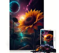 Rompecabezas Girasol Tierra Galaxia 1000 Piezas para Adultos Mejora la Memoria Alegría Familiar Ensamblaje Patrón Deseo de Papá Noel 38x26cm