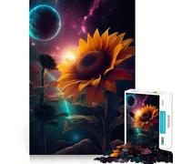Rompecabezas Girasol Tierra Galaxia para Adultos 1000 Piezas Juguete para ejercitar la Mente Divertido en compañía Corte de precisión 38x52cm