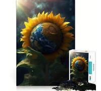 Rompecabezas Girasol Tierra Galaxia Sol 1000 Piezas Rompecabezas para Adultos Regalos Juguete de Habilidad Alivio del Estrés Corte Exacto Lista de Deseos de Santa Claus 38x26cm
