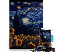 Rompecabezas Girasol Vangogh 1000 Piezas Juego de concentración Mental Corte de precisión Bordes Lisos Actividad Absorbente para Noches tranquilas (50x75cm)