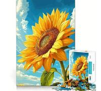 Rompecabezas Girasol Vibrante contra Cielo Azul,1000 Piezas,Juguete Creativo,Componentes Resistentes y Limpios,Ideal para Viajes,Juego Mental,Regalo (38x52cm)