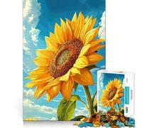 Rompecabezas Girasol Vibrante contra Cielo Azul,1000 Piezas para Adolescentes Entrenamiento de Memoria Diversión,Conexión Limpia y Sin Interrupciones Actividad Relajante para Grupos en Interiores