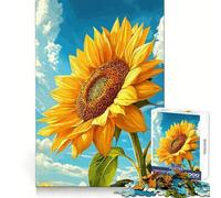 Rompecabezas Girasol Vibrante contra Cielo Azul para Adolescentes, 1000 Piezas, Entrenamiento Mental, Recreación Tranquila, Diseño Uniforme, Único (38x26cm)