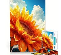 Rompecabezas Girasol Vibrante contra Cielo Nublado,1000 Piezas,Juguete de Construcción Focus,Ajuste, Espacios,Actividad Recompensadora para Días Lluviosos (38x26cm)
