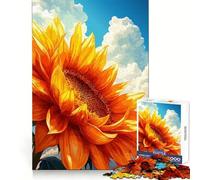 Rompecabezas Girasol Vibrante contra Cielo Nublado para Adolescentes, 1000 Piezas, Entrenamiento Mental, Recreación Tranquila, Diseño Uniforme, Único (38x26cm)