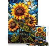 Rompecabezas Girasoles Iluminados por el Sol para Adolescentes, 1000 Piezas, Juguete de Lógica Mental, Alivio del Estrés, Corte Firme, Regalo de Deseos de Papá Noel 38x52cm