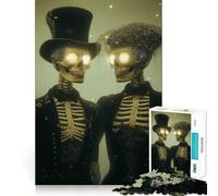 Rompecabezas gótico de Esqueletos para Bodas, Ideal para Adolescentes, 1000 Piezas Un Rompecabezas Mental Divertido y Relajante Un Regalo Encantador 38x52cm