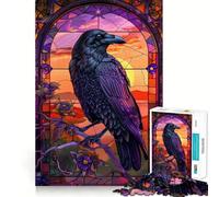 Rompecabezas gótico de vidrieras Raven para Adultos, 1000 Piezas, Rompecabezas Mental, pasatiempo Relajante, Montaje de imágenes, Regalo Encantador (38x26cm)