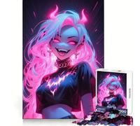 Rompecabezas gótico Rosa neón de 1000 Piezas para Adultos Juguete de lógica Resistente, Juego Relajante, Borde Transparente, Regalo sincero (38x52cm)