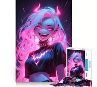Rompecabezas gótico Rosa neón para Adolescentes, 1000 Piezas, Juguete para ejercitar la Mente, diseño Relajante, Montaje, Sorpresa navideña (38x26cm)