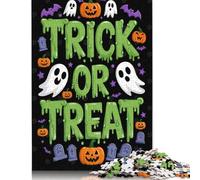 Rompecabezas gráfico de Halloween Truco o Trato, desafío difícil, 100% cartón Reciclado, para Adultos y Adolescentes, 1000 Piezas (75 x 50 cm)